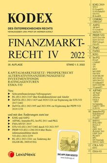 KODEX Finanzmarktrecht Band IV 2022: KMG/InvFG AIFMG/AltFG/RatAG/ESMA
