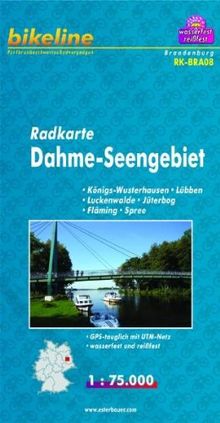 Bikeline Radkarte Dahme-Seengebiet 1 : 75 000, wasserfest und reißfest, GPS-tauglich mit UTM-Netz