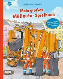 Mein großes Müllauto-Spielbuch: Pappbilderbuch mit Drehscheibe, vielen Klappen und Schiebern ab 2 Jahren