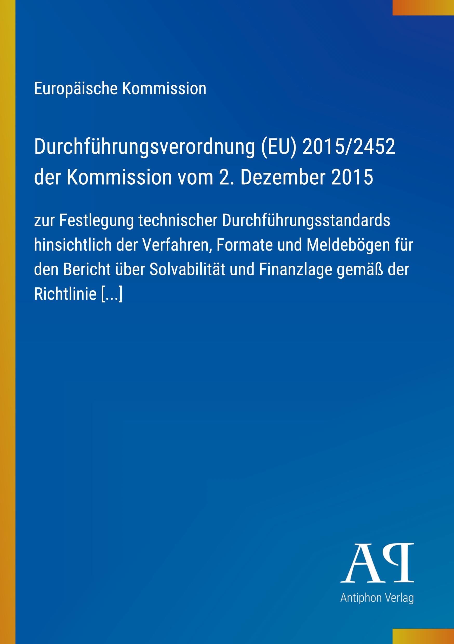 Durchführungsverordnung (EU) 2015/2452 der Kommission vom 2. Dezember 2015
