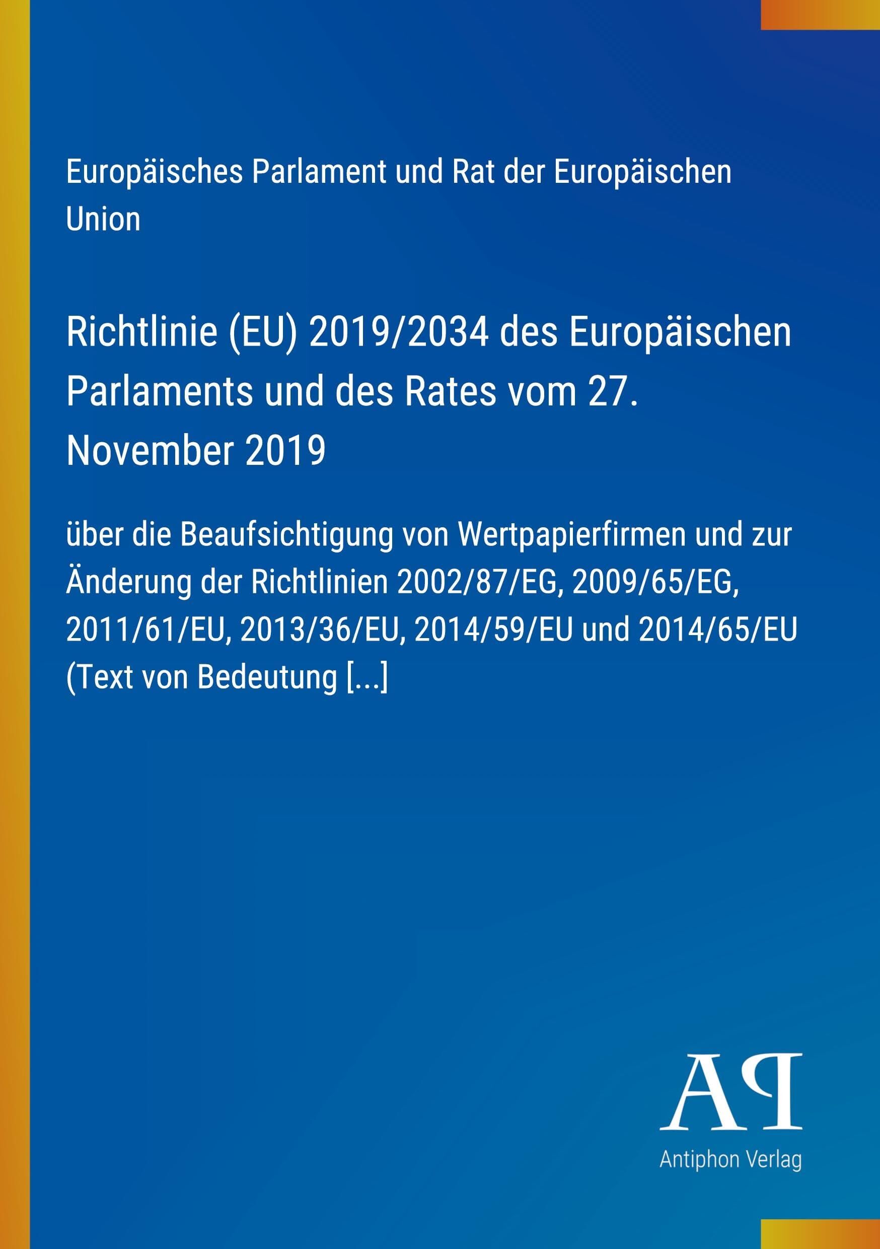 Richtlinie (EU) 2019/2034 des Europäischen Parlaments und des Rates vom 27. November 2019