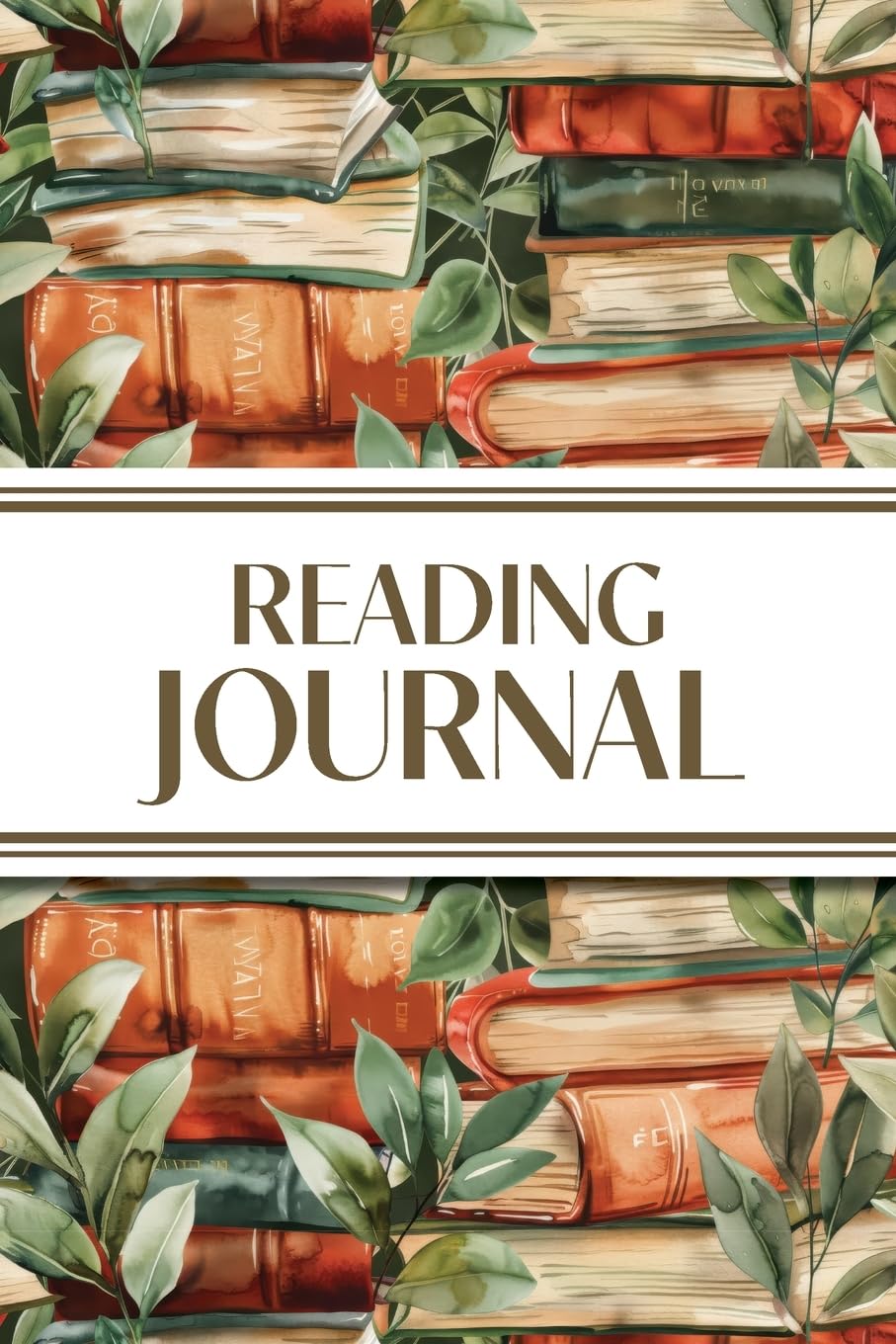 Reading Journal (Watercolour Stacked Books with Leaves): 6x9 Book Lover's Diary; Book/Series Reviews, Reading Tracker, Favorite Book List, Favorite Quotes, Reading Challenges, and More!