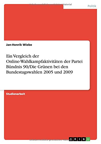 Ein Vergleich der Online-Wahlkampfaktivitäten der Partei Bündnis 90/Die Grünen bei den Bundestagswahlen 2005 und 2009