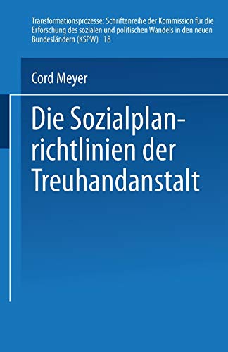 Die Sozialplanrichtlinien der Treuhandanstalt: (Transformationsprozesse: Schriftenreihe der Kommission für die Erforschung des sozialen und ... den neuen Bundesländern (KSPW), 18, Band 18)