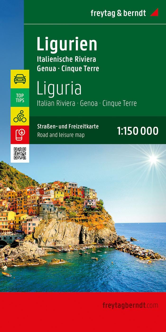 Ligurien, Straßen- und Freizeitkarte 1:150.000, freytag & berndt: Italienische Riviera - Genua - Cinque Terre, mit Top Tips (freytag & berndt Auto + Freizeitkarten)