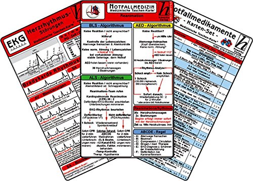 Notfallmedizin Karten-Set - Herzrhythmusstörungen Notfallmedikamente Reanimation Kunststoff