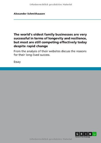 The world¿s oldest family businesses are very successful in terms of longevity and resilience, but most are still competing effectively today despite ... the reasons for their long-lived success.