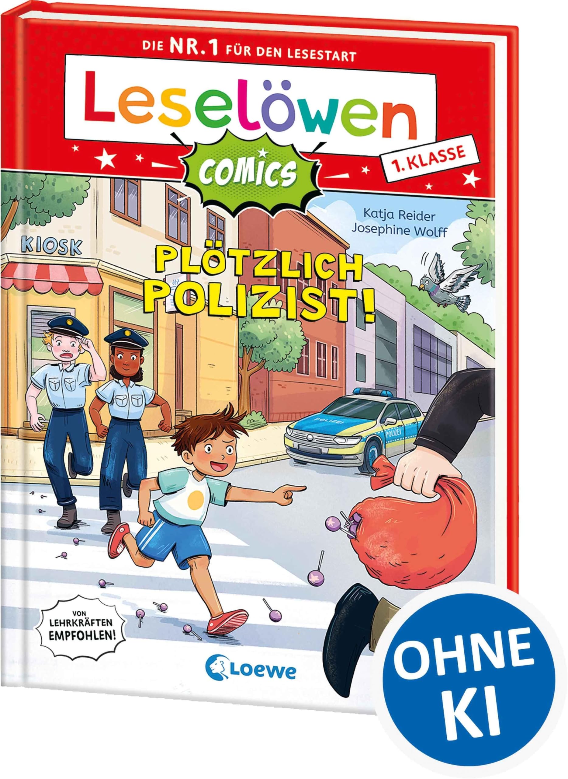 Leselöwen Comics 1. Klasse - Plötzlich Polizist!: Die Nr. 1 für den Lesestart als Comic-Buch! - Mit Leselernschrift ABeZeh - Erstlesebuch für Kinder ab 6 Jahren
