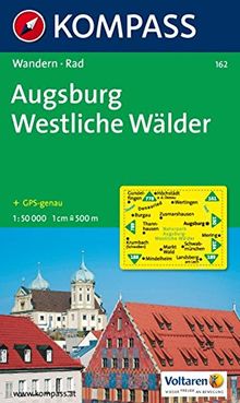 Augsburg - Westliche Wälder: Wanderkarte mit Radrouten. GPS-genau. 1:50000