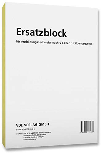 Ersatzblock: für Ausbildungsnachweise nach § 13 Berufsbildungsgesetz