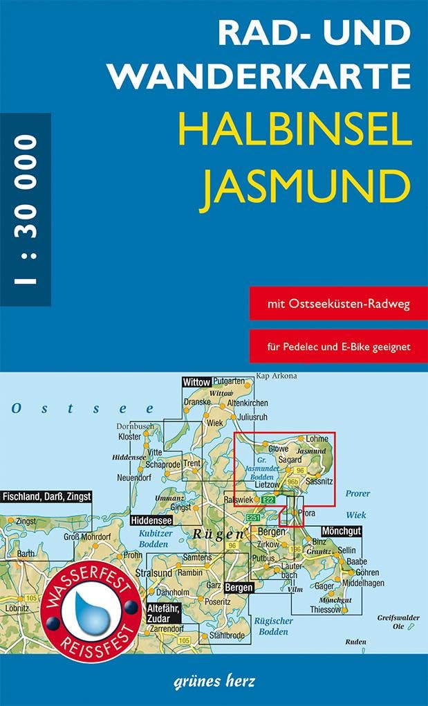 RWK Halbinsel Jasmund: Mit Glowe, Lohme, Sagard, Sassnitz, Ralswiek, Lietzow. Maßstab 1:30.000. Wasser- und reißfest.
