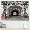 Dresden Schwarz-Weiß (hochwertiger Premium Wandkalender 2024 DIN A2 quer), Kunstdruck in Hochglanz