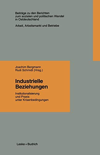 Industrielle Beziehungen: Institutionalisierung und Praxis unter Krisenbedingungen (Beiträge zu den Berichten der Kommision für die Erforschung des ... neuen Bundesländern e.V. (KSPW), 1.3, Band 1)