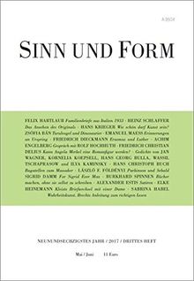 Sinn und Form 3/2017 (Sinn und Form / Beiträge zur Literatur)