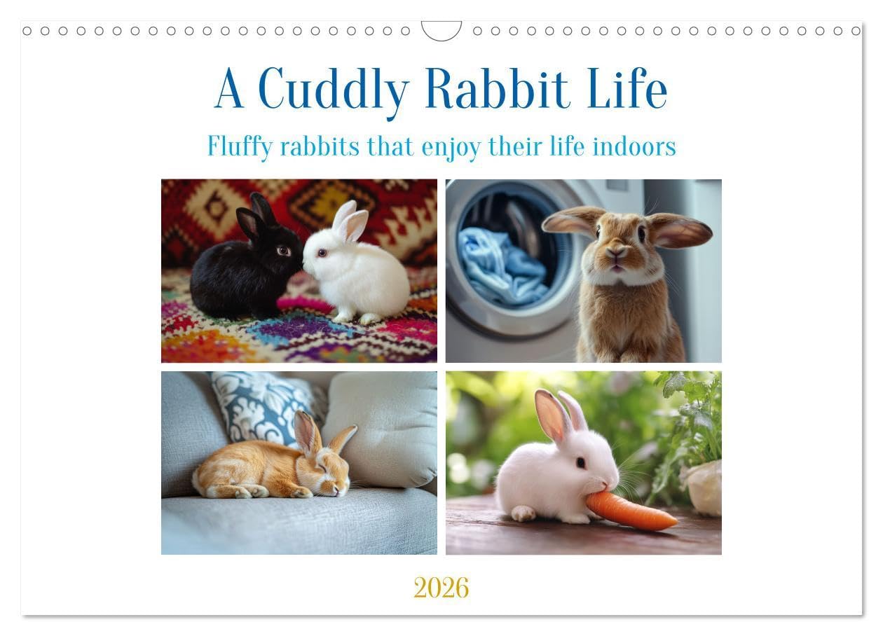 A Cuddly Rabbit Life (Wall Calendar 2026 DIN A3 landscape), CALVENDO 12 Month Wall Calendar: Fluffy rabbits enjoy their life between sofa, carpet and pillows