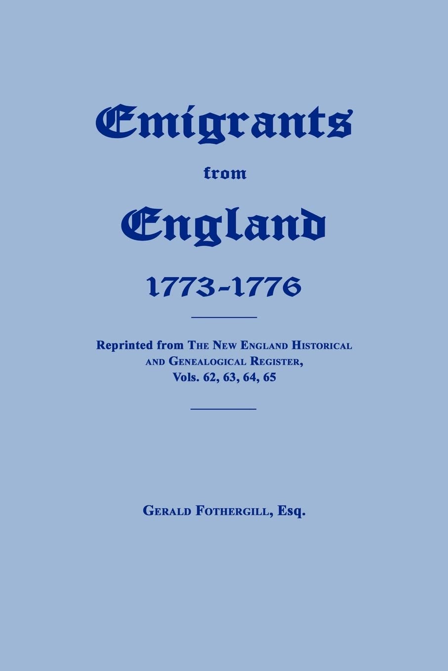 Emigrants From England 1773-1776