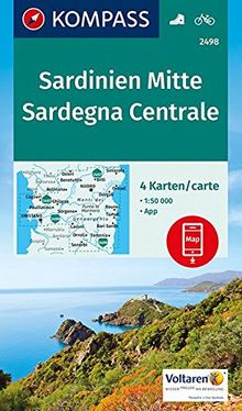 Sardinien Mitte, Sardegna Centrale: 4 Wanderkarten 1:50000 im Set inklusive Karte zur offline Verwendung in der KOMPASS-App. Fahrradfahren. (KOMPASS-Wanderkarten, Band 2498)