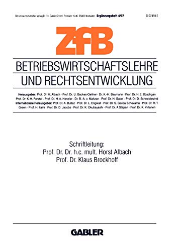 Betriebswirtschaftslehre und Rechtsentwicklung (ZfB Special Issue)