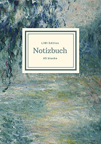 Notizbuch schön gestaltet mit Leseband - A5 Hardcover blanko - 100 Seiten 90g/m² - Motiv Morgen an der Seine, Monet - FSC Papier: Notebook A5 - Hardcover blanko - Claude Monet - Morning on the Seine
