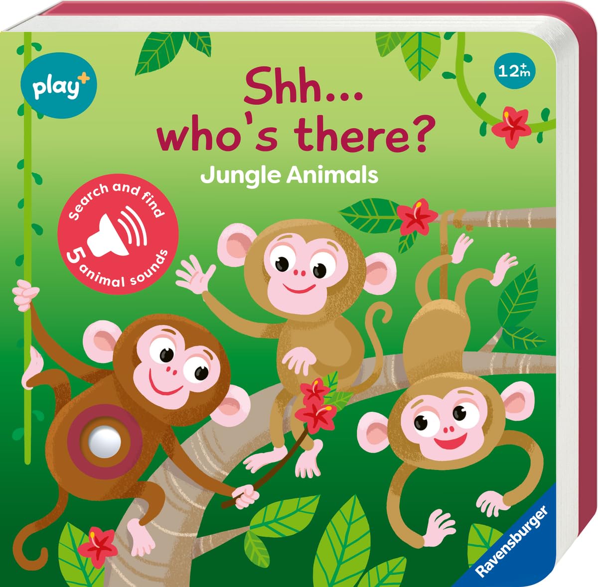 Ravensburger Play+ Shh… Who's there? Jungle Animals (My First Seek and Find Sound Book), Baby book 12+ months