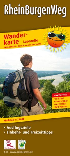 Wanderkarte Leporello RheinBurgenWeg: Mit Ausflugszielen, Einkehr- & Freizeittipps, wetterfest, reißfest, abwischbar, GPS-genau. 1:25000