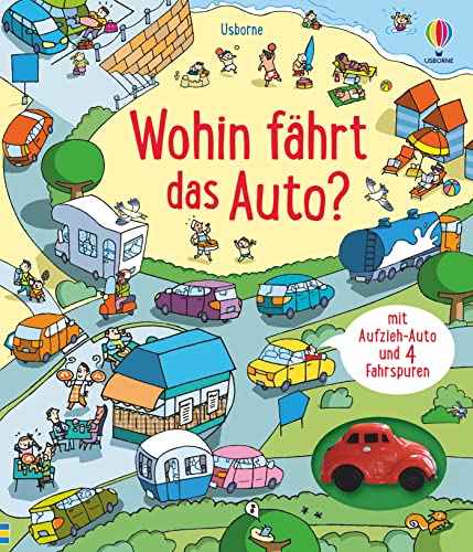 Wohin fährt das Auto?: mit Aufzieh-Auto und 4 Fahrspuren