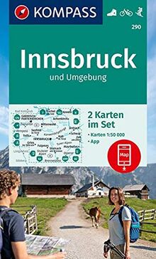 KV WK 290 Innsbruck (2-K-Set): 2 Wanderkarten 1:50000 im Set inklusive Karte zur offline Verwendung in der KOMPASS-App. Fahrradfahren. Skitouren. (KOMPASS-Wanderkarten, Band 290)