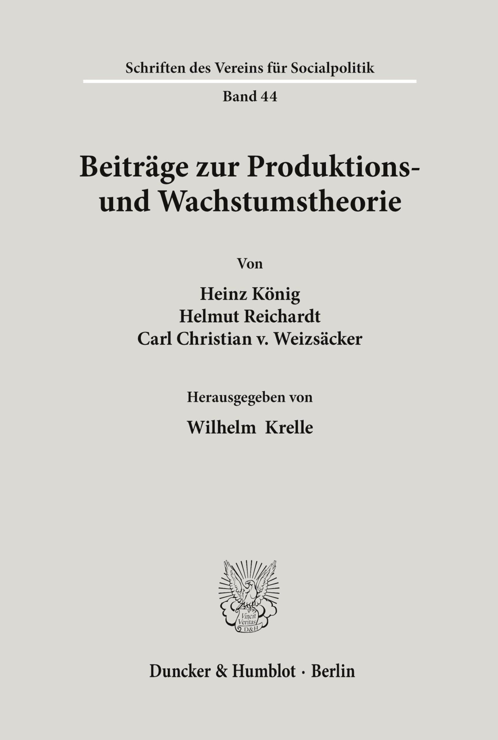 Beiträge zur Produktions- und Wachstumstheorie.