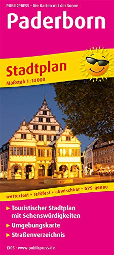 Paderborn: Touristischer Stadtplan mit Sehenswürdigkeiten und Straßenverzeichnis. 1 : 14 000 (Stadtplan / SP)