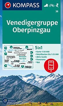 KOMPASS Wanderkarte 38 Venedigergruppe, Oberpinzgau 1:50.000: 5in1 Wanderkarte , mit Panorama, Aktiv Guide und Detailkarten inklusive Karte zur ... in der KOMPASS-App. Fahrradfahren. Skitouren.