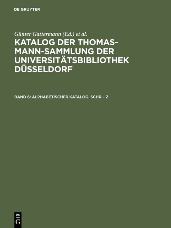 Alphabetischer Katalog. Schr – Z