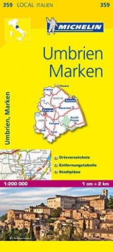 Michelin Umbrien und Marken: Straßen- und Tourismuskarte (MICHELIN Localkarten)