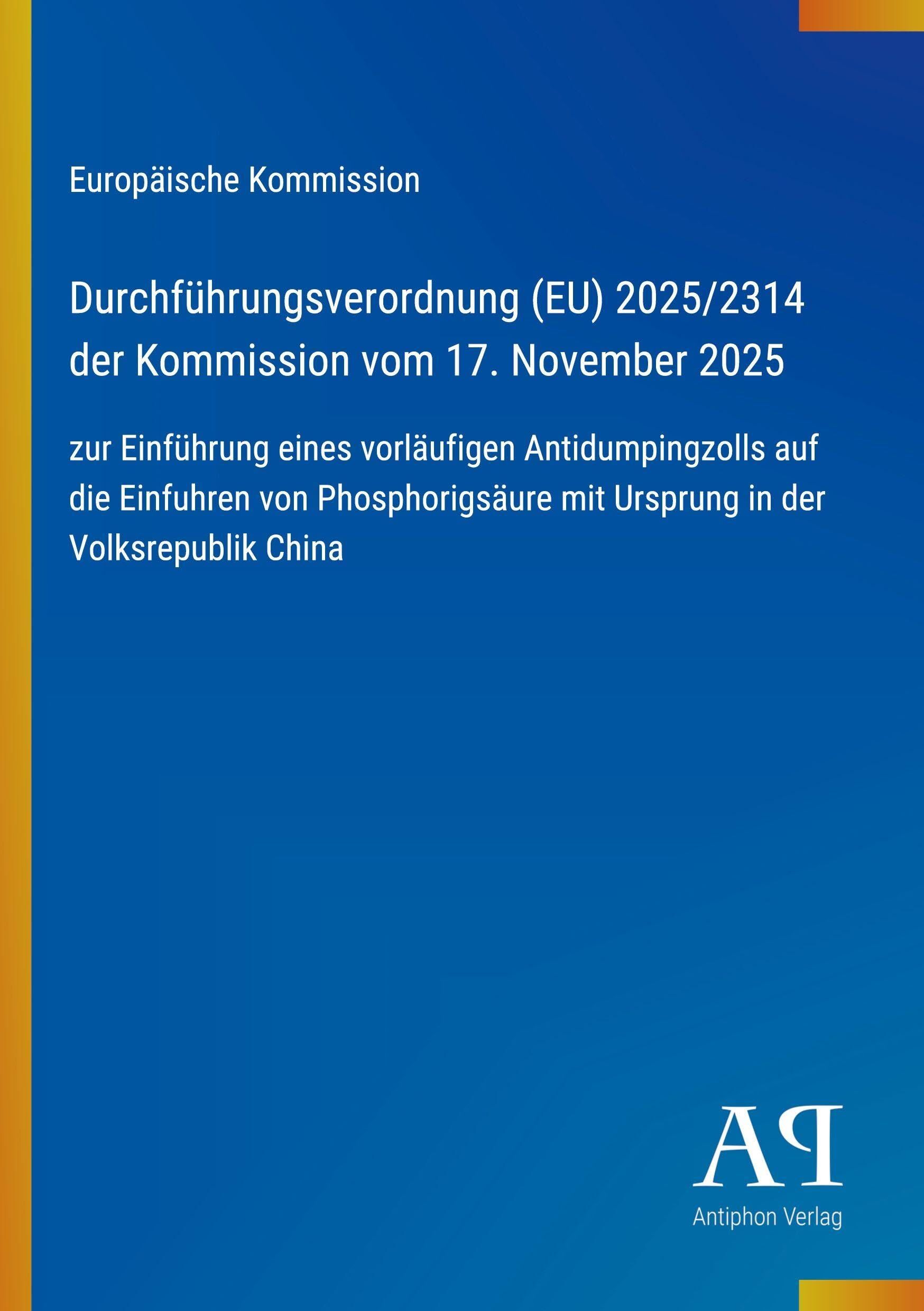 Durchführungsverordnung (EU) 2025/2314 der Kommission vom 17. November 2025