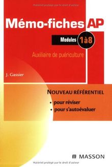 Mémo-fiches AP, modules 1 à 8 : auxiliaire de puériculture