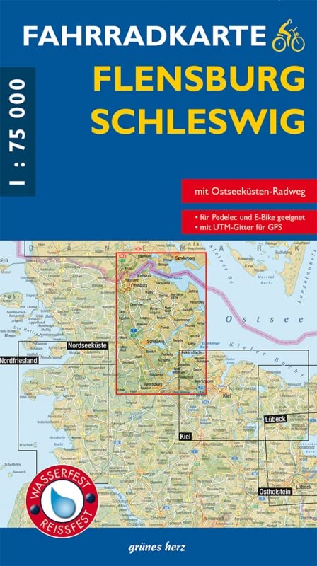 Fahrradkarte Flensburg, Schleswig: (wasser- und reißfest)