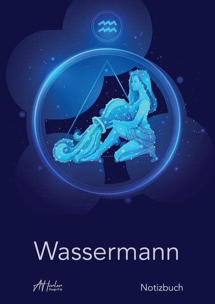 Sternzeichen Wassermann Notizbuch | Designed by Alfred Herler: Liniertes Notizbuch mit mit 150 Seiten in edlem Astrologie-Design zum niederschreiben ... Notizen, persönlichen Gedanken und Ideen