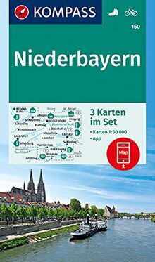 KOMPASS Wanderkarte Niederbayern: 3 Wanderkarten 1:50000 im Set inklusive Karte zur offline Verwendung in der KOMPASS-App. Fahrradfahren.