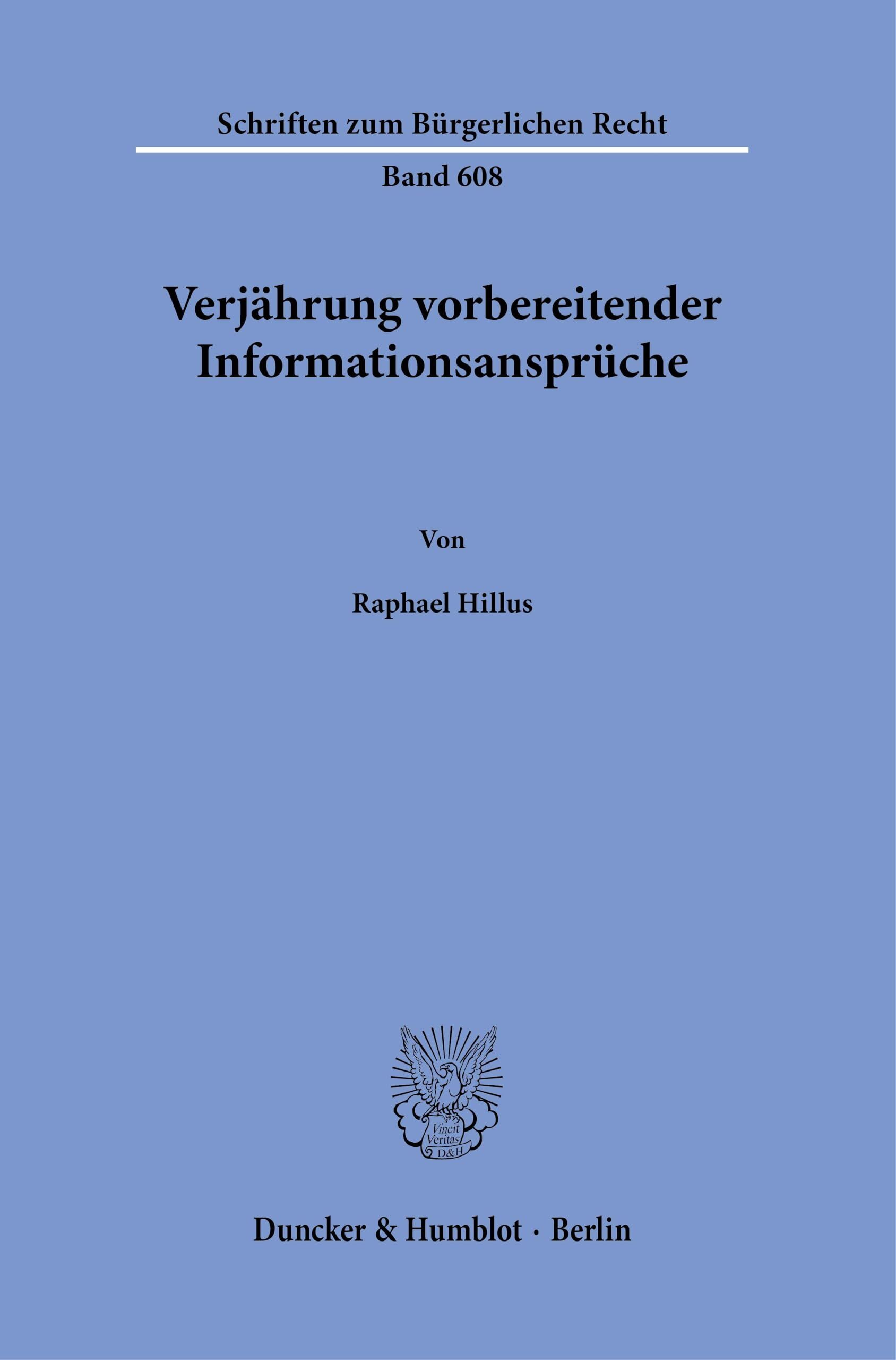 Verjährung vorbereitender Informationsansprüche