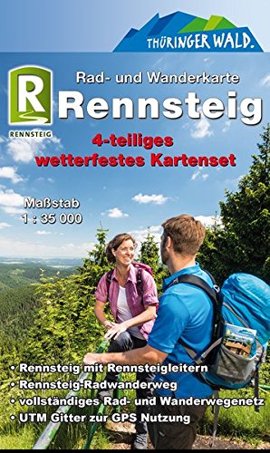 Rennsteig: 4-teiliges wetterfestes Kartenset mit Schutzhülle
