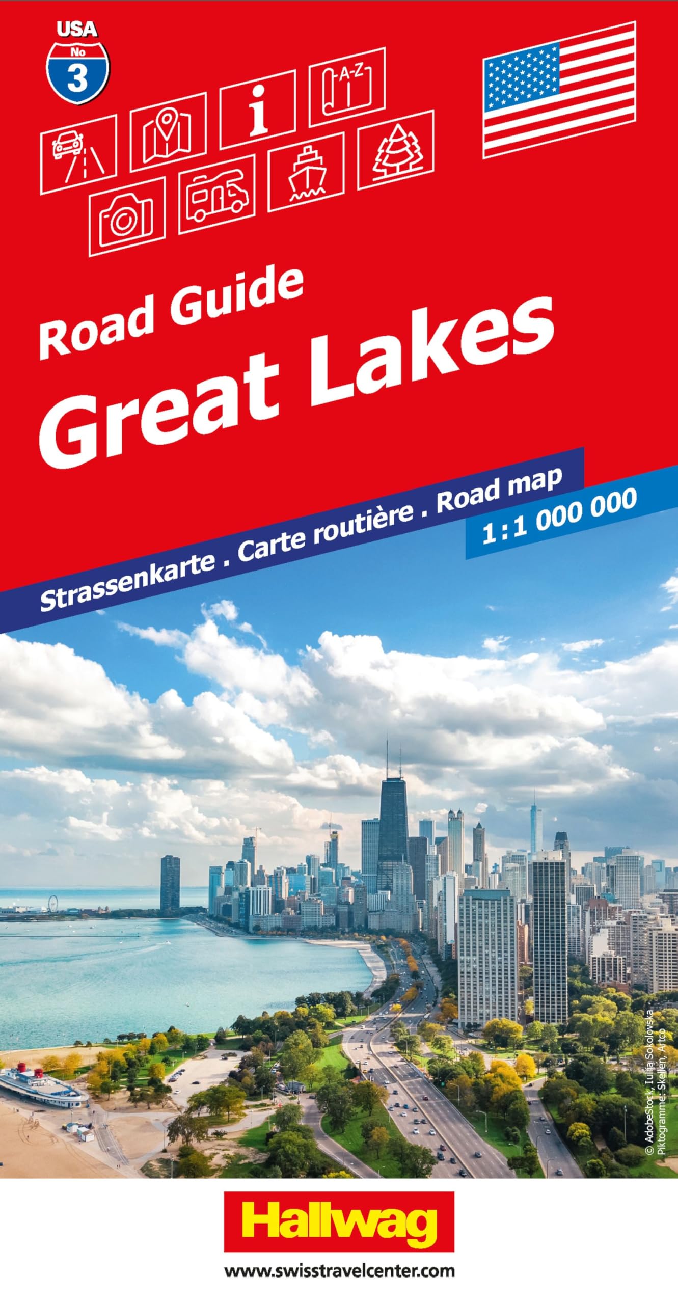Hallwag Strassenkarte USA, Great Lakes 1:1 Mio.: Mit Chicago, Detroit, Niagara Falls, Isle Royale. Inkl. Stadtpläne, Ortsverzeichnis und Reiseinformationen (Hallwag Strassenkarten, Band 3)