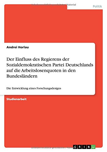 Der Einfluss des Regierens der Sozialdemokratischen Partei Deutschlands auf die Arbeitslosenquoten in den Bundesländern: Die Entwicklung eines Forschungsdesigns