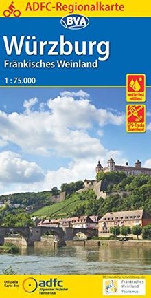 ADFC-Regionalkarte Würzburg Fränkisches Weinland mit Tagestouren-Vorschlägen, 1:75.000, reiß- und wetterfest, GPS-Tracks Download (ADFC-Regionalkarte 1:75000)