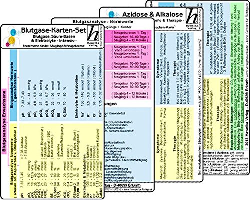Blutgase-Karten-Set - Medizinische Taschen-Karte: Bestehend aus unseren Karten: Blutgase, Säure-Basen & Elektrolyte -Intensiv- für Erw., Kinder, ... & Alkalose - Ursachen, Symptome & Therapie -