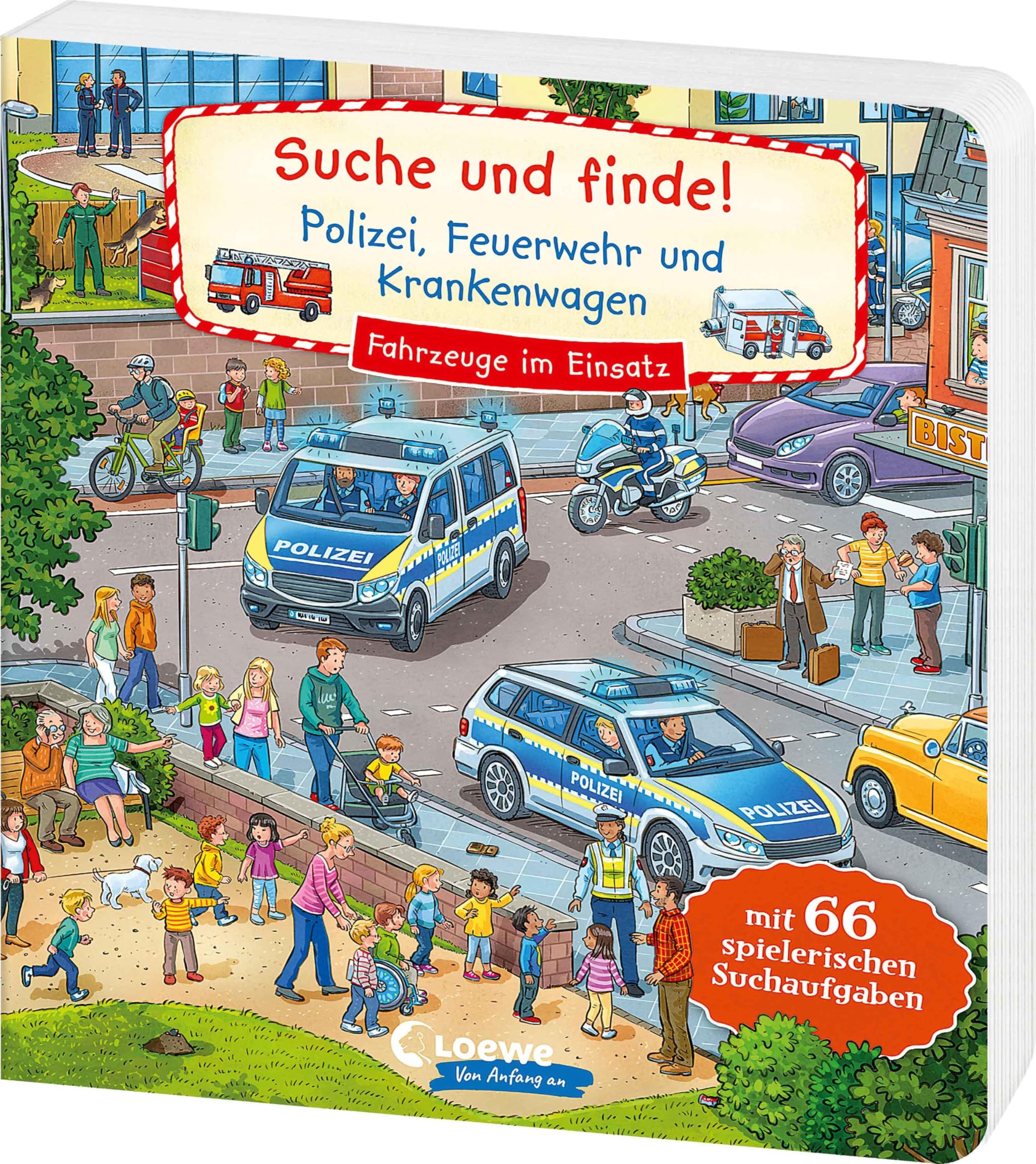 Suche und finde! Polizei, Feuerwehr und Krankenwagen: Fahrzeuge im Einsatz - Wimmelbuch ab 2 Jahren mit 66 spannenden Suchaufgaben zum Entdecken