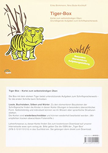 Tiger-Box 1./2. Schuljahr: Kartei zum selbstständigen Üben: Grundlegende Aufgaben zum Schriftspracherwerb