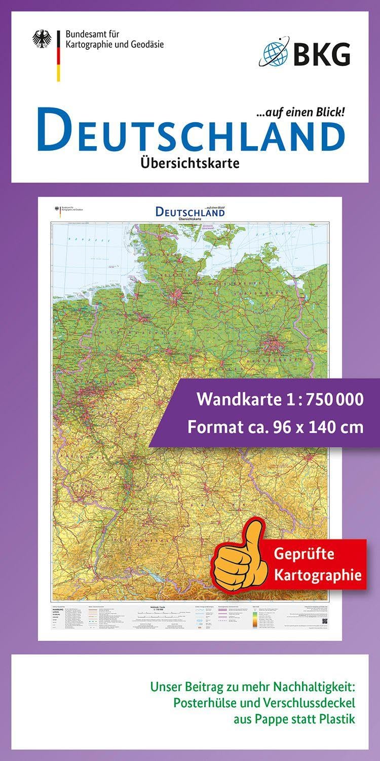 Deutschland auf einen Blick!: Übersichtskarte 1:750 000 (Wandkarten des BKG)