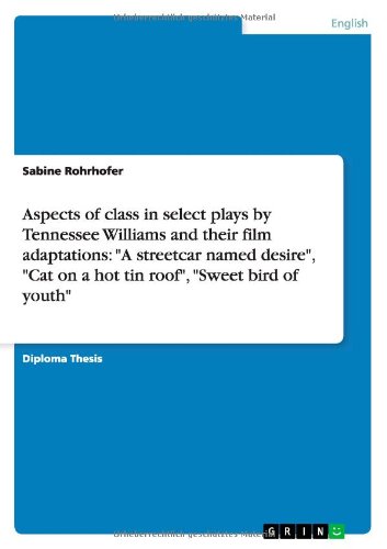 Aspects of class in select plays by Tennessee Williams and their film adaptations: A streetcar named desire, Cat on a hot tin roof, Sweet bird of youth