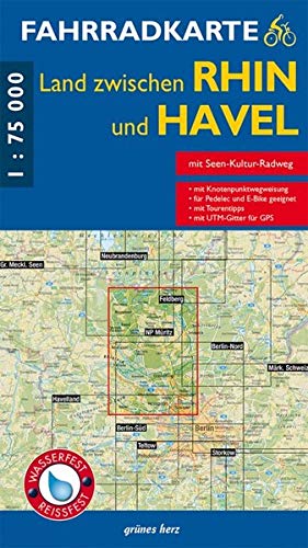 Fahrradkarte Land zwischen Rhin und Havel: Mit UTM-Gitter für GPS. Maßstab 1:75.000. Wasser- und reißfest. (Fahrradkarten)