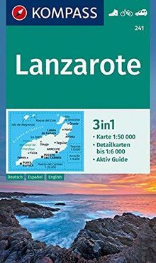 Lanzarote: 3in1 Wanderkarte 1:50000 mit Aktiv Guide und Detailkarten. Fahrradfahren. Autokarte. (KOMPASS-Wanderkarten, Band 241)