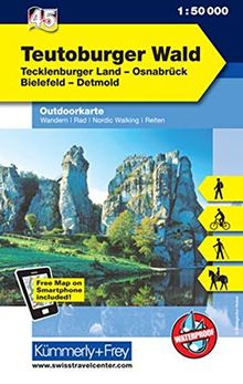 Teutoburger Wald Outdoorkarte Deutschland Nr. 45: Tecklenburger Land, Osnabrück, Bielefeld, Detmold, 1:50 000, Mit kostenlosem Download für Smartphone (Kümmerly+Frey Outdoorkarten Deutschland)